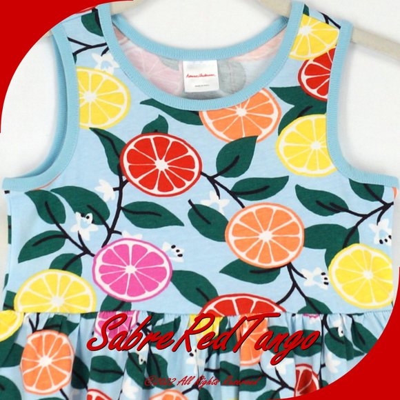 NWT Hanna Andersson Sleeveless Pocket Dress Sweet Citrus Print 130 8 - Picture 2 of 4
